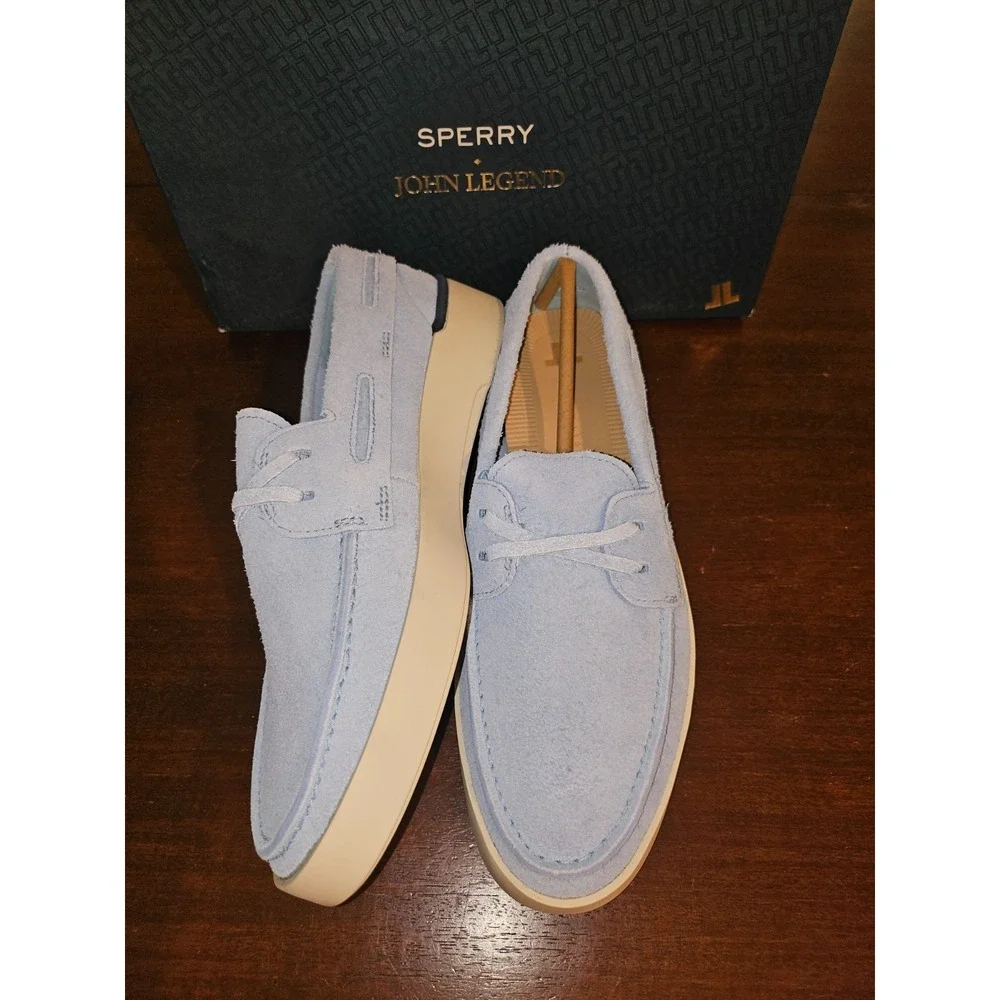 Mens Sperry x John Legend Signature Suede 2-Eye Boat Shoes Blue‎ Mens 8M